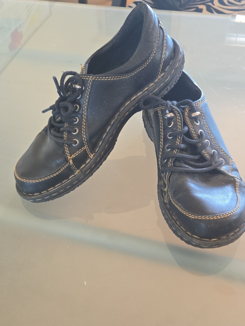 Born Black Leather Lace-Up Ankle Shoes